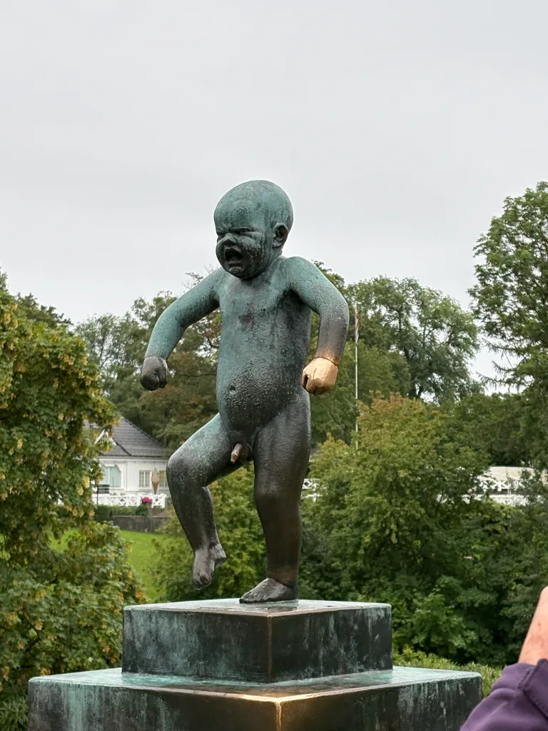 Angry boy on the bridge - the most vandalized sculpture in the park