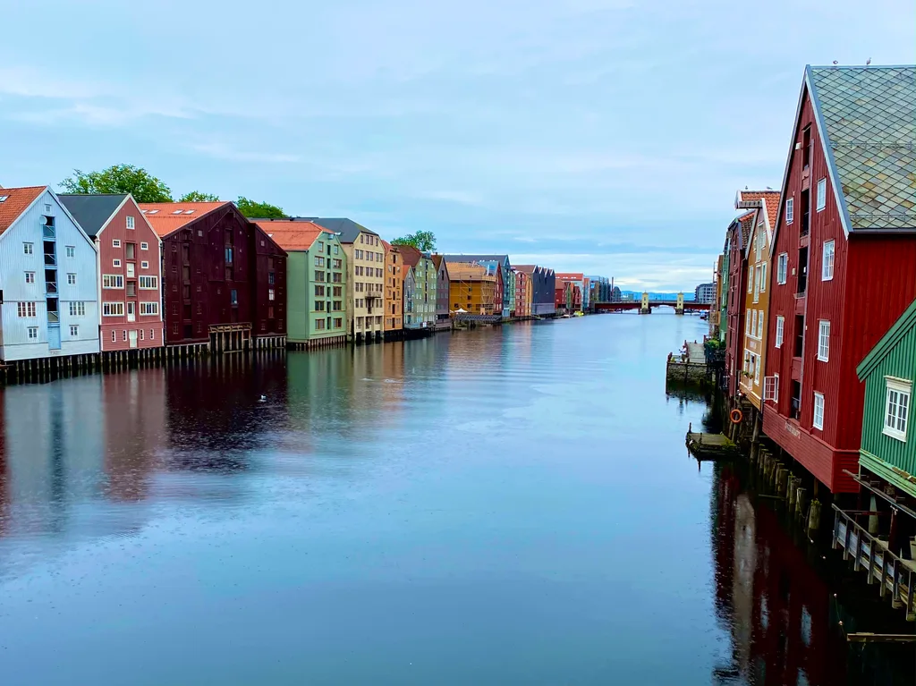 Trondheim - the colorful houses along the river