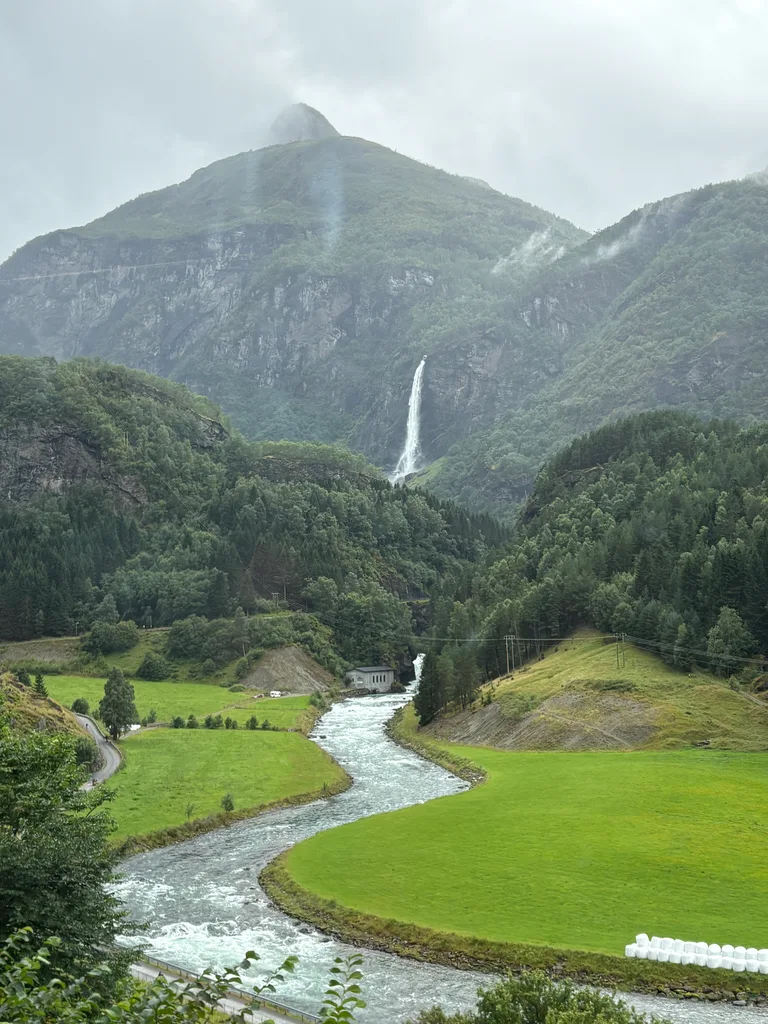 Waterfall along the train ride
