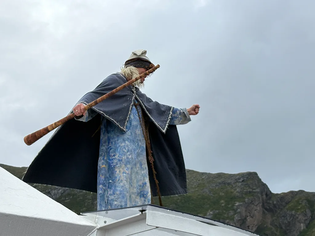There was a ceremony after the crossing to announce the winner who made the closest prediction of the crossing time - this is a special guest performing on top of the roof