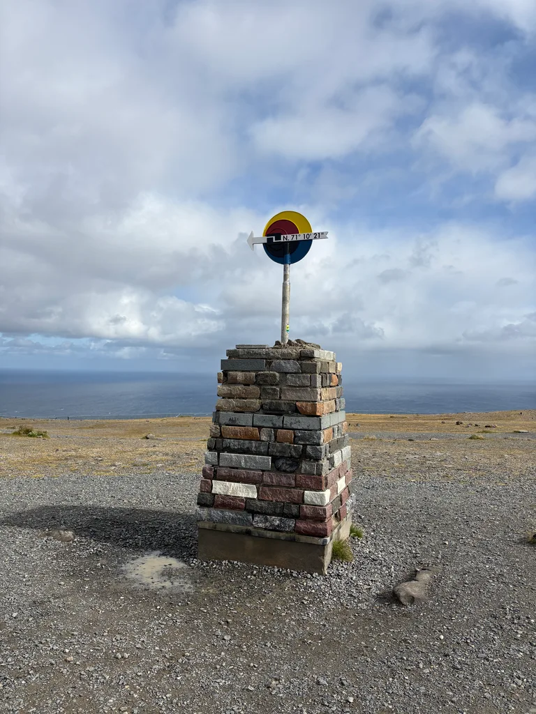 The sign with the coordinates at North Cape