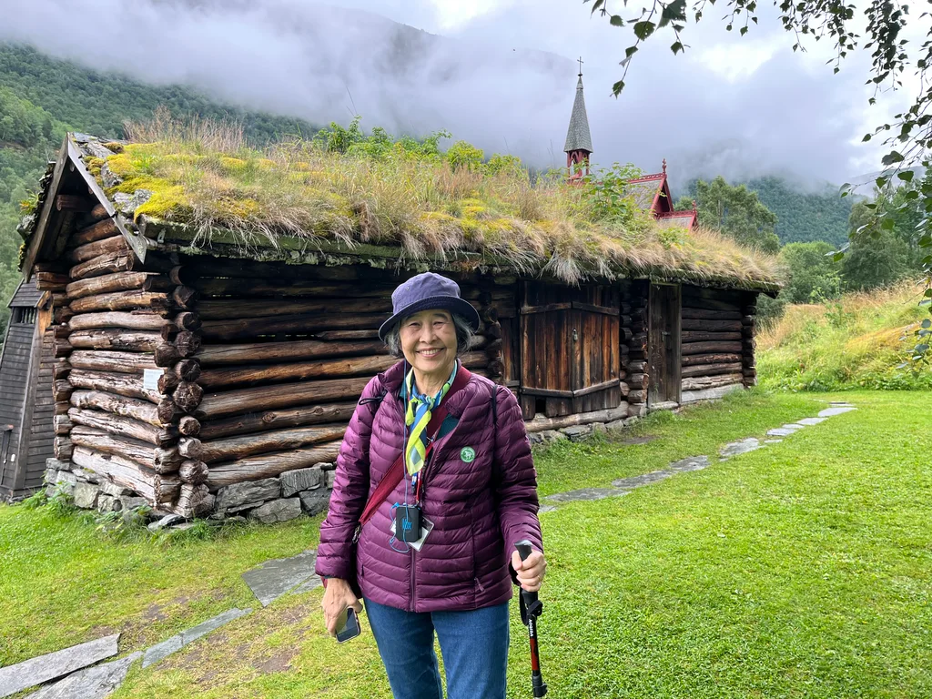 We saw many houses with grasses on the roof